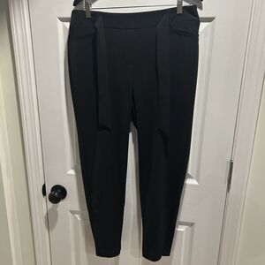 SOHO Apparel LTD Pull On Skinny Pants Size 1X Black Ankle Belt Tie Dress Pants